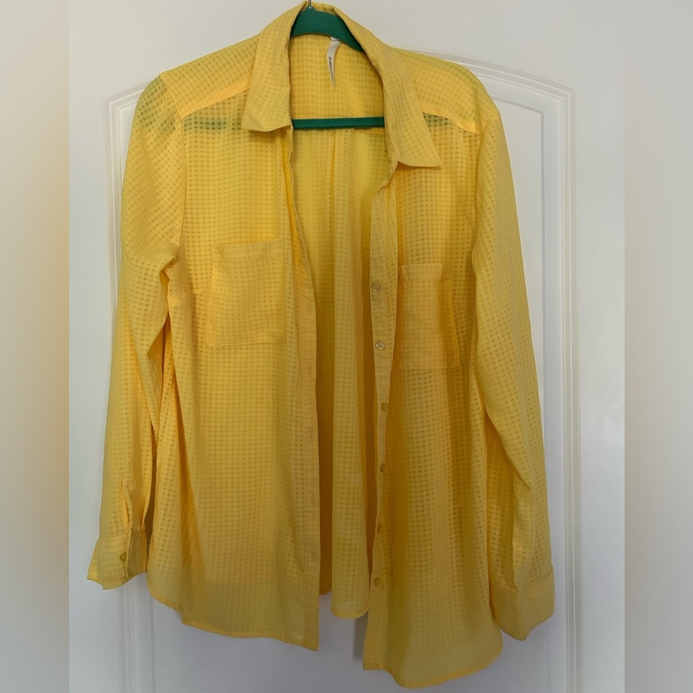 NY Collection Yellow Button-Up Shirt - Lightweight & Chic